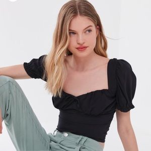 UO Cassia Puff Sleeve Cropped Top